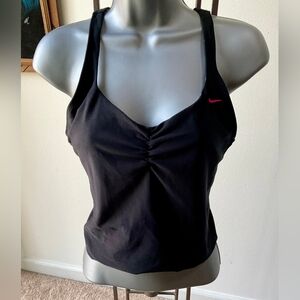 Nike Black Athletic Tank Top with Red Logo Dry Fit
